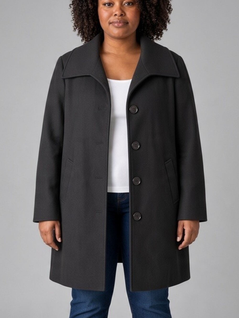 Torrid Women's Pea Coat In Black with Button Front Size 2X